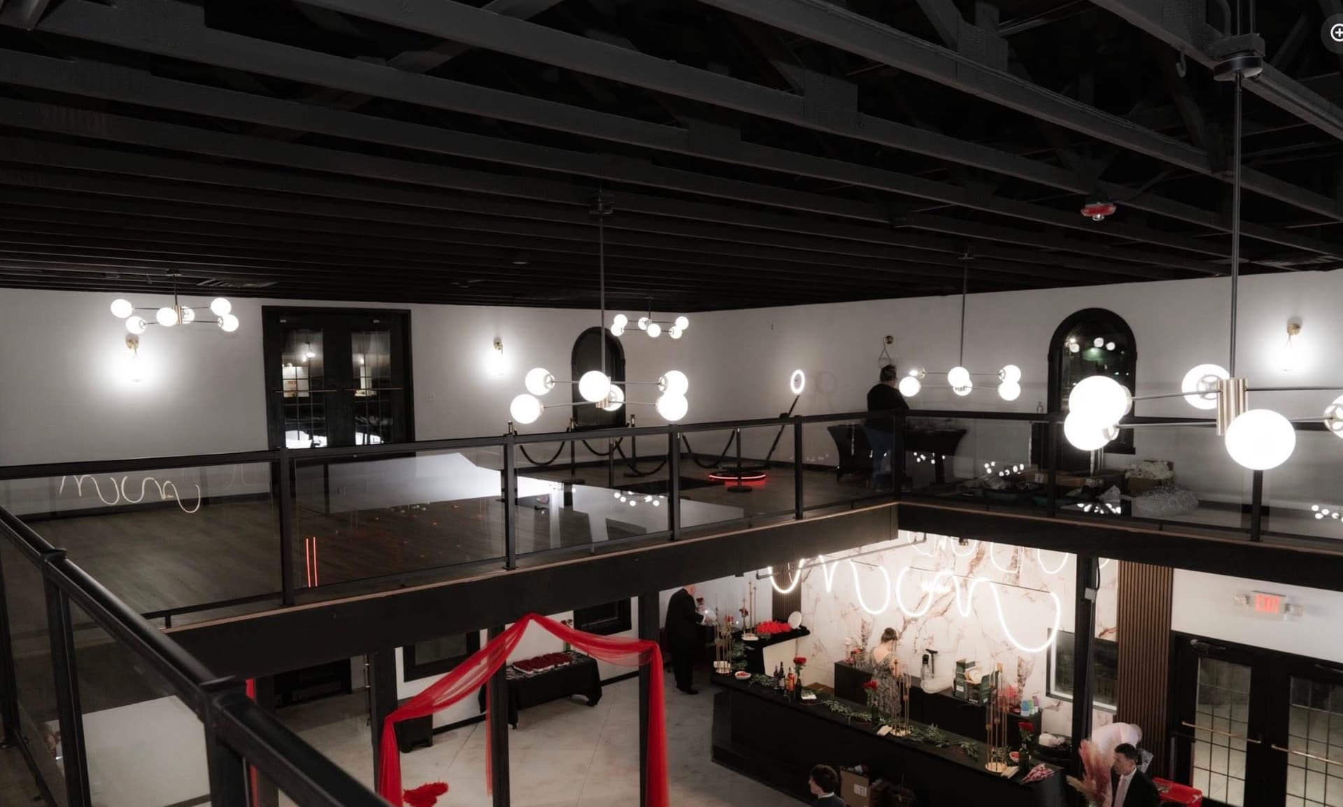 Balcony and main floor view at Altar'd Event Venue